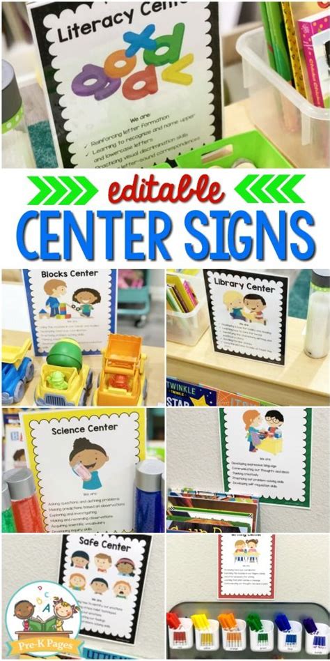 Editable Center Signs For Preschool Pre K And Kindergarten These
