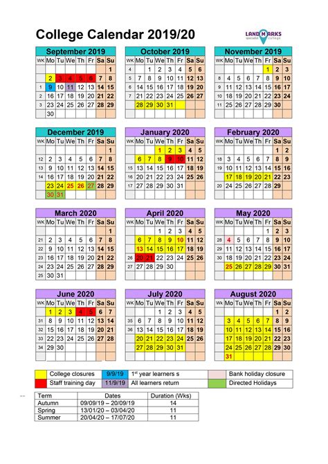 Recommendations on when to apply. Landmarks Specialist College | Academic calendar 2019/20 ...