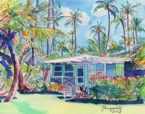 Kauai Blue Cottage Plantation House Kauai Art Hawaiian Art