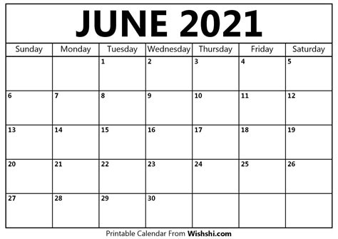 Free to download and print. June 2021 Calendar Printable - Free Printable Calendars ...