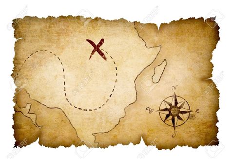 Pirates Map With Marked Treasure Location Stock Photo, Picture And