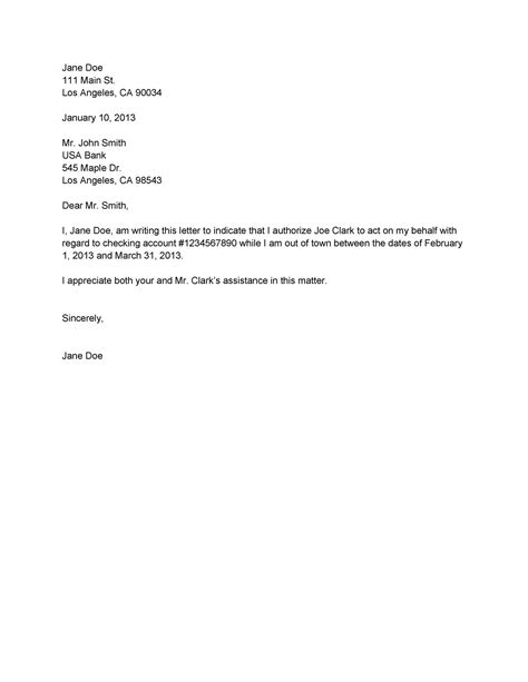 Authorization Letter Sample Template