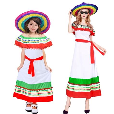 Mexican Traditional Clothing Halloween Costumes For Kids Adult Women