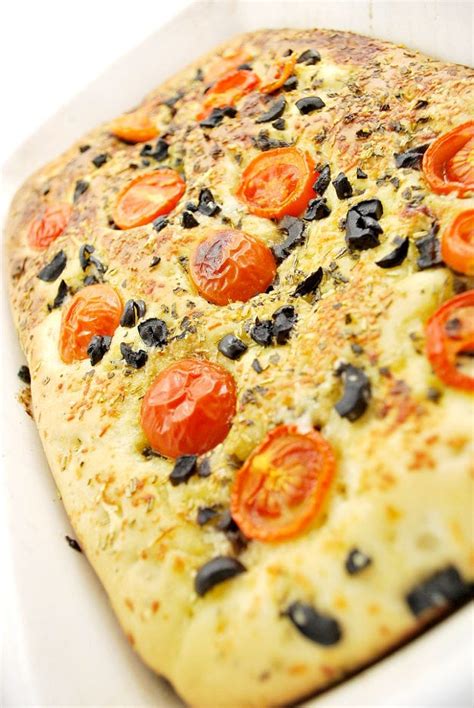 Easy Focaccia Bread Recipe With Rosemaryolives And Tomatoes