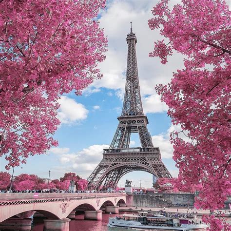 The view is spectacular both times, but changes dramatically. Pink view at Eiffel Tower Paris France Would you go there ...