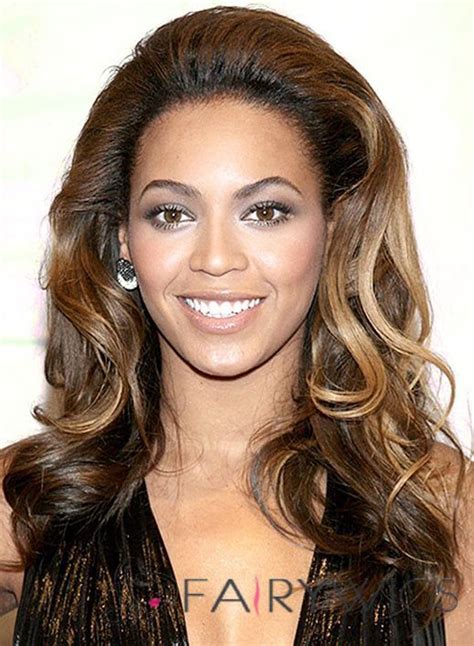 Gorgeous Full Lace Medium Wavy Mixed Color Beyonce Knowles Real Hair Wigs Hair Styles