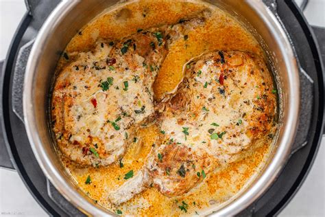 We've developed & tested all instant pot recipes in our test kitchen. Instant Pot Pork Chops in Creamy Mushroom Sauce - Instant Pot Pork Chops Recipe — Eatwell101