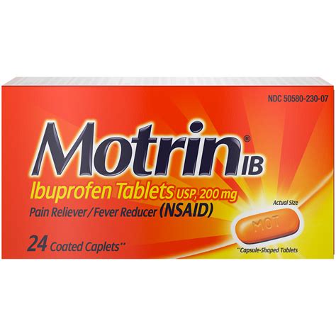 Motrin Ib Ibuprofen Relief From Minor Aches And Pains 24 Count