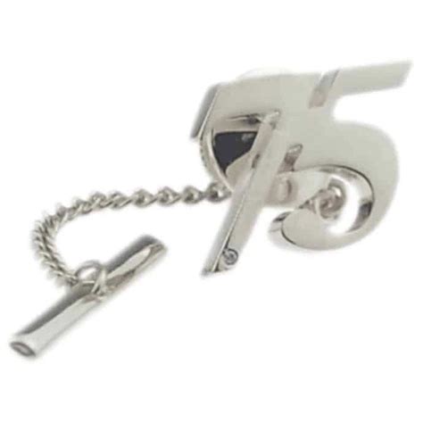 75th Birthday T Number 75 Tie Tac Rhodium Plated With Crystal From