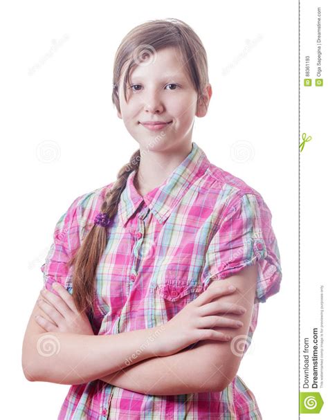 Arms Crossed Teenage Girl Isolated Stock Image Image Of Attractive