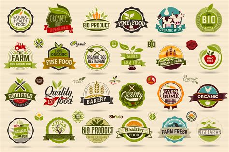 Organic Food And Farm Fresh Labels By Brainpencil On Creative Market