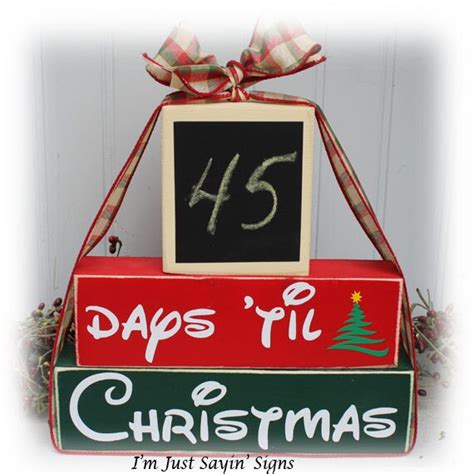 Christmas Countdown Wood Blocks Etsy
