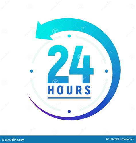 24 Hours A Day Icon Green Clock Icon Around Work Stock Vector