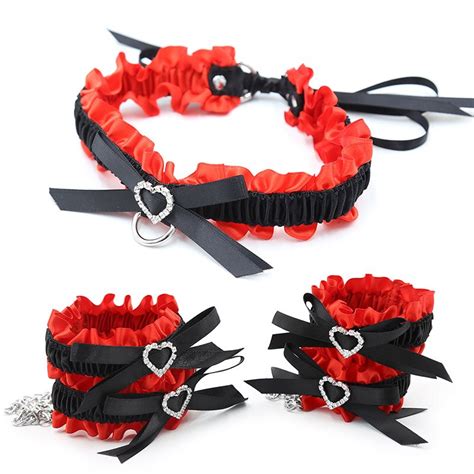 Lovely Handcuffs And Ankle Cuffs Neck Cover Bdsm Bondage Fetish Slave Adult Games Collars Erotic
