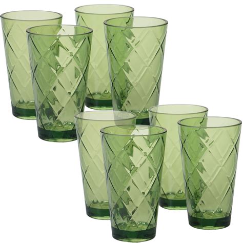Green Set 8 Acrylic Ice Tea Glass 20 Oz 220 Grams