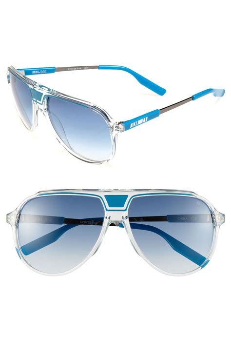 nike 61mm aviator sunglasses in blue clear turquoise lyst