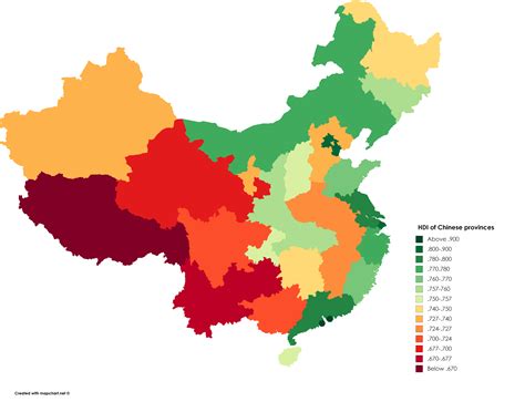 Hdi Of Chinese Provinces Chinese Province Map Province