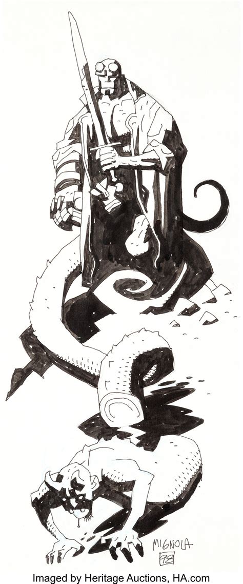 Mike Mignola Hellboy Illustration Original Art 1998 Original