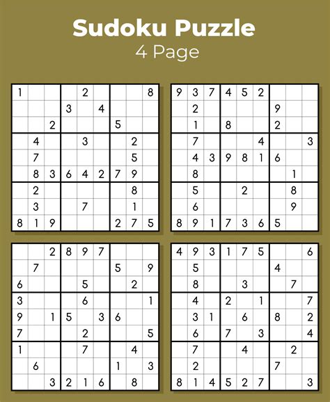 Free Printable Sudoku 4 Per Page Puzzles 80 Sudoku Puzzles With