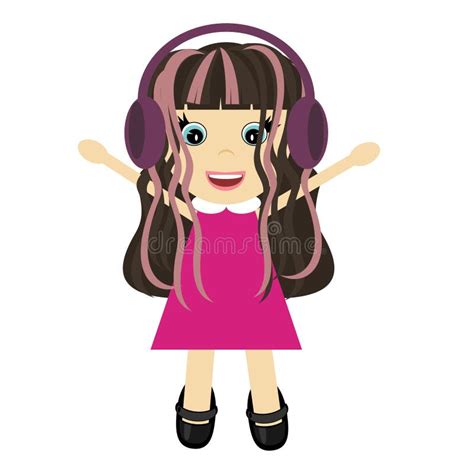 Happy Little Girl Headphones Stock Illustrations 390 Happy Little