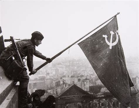 Yevgeny Khaldei Raising The Soviet Flag Over The Reichstag 1945