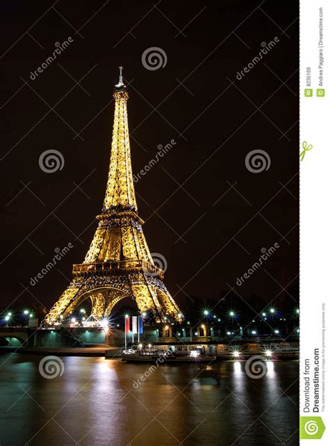 Night Light Show Of The Eiffel Tower In Paris Editorial Stock Image