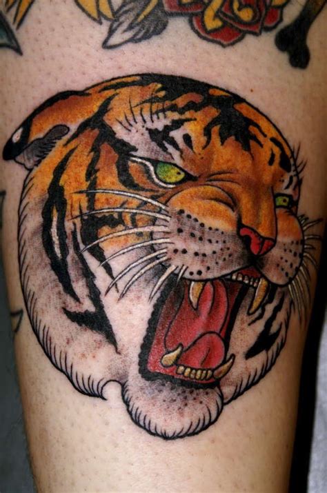 Old School Roaring Tiger Tattoo Tattooimagesbiz