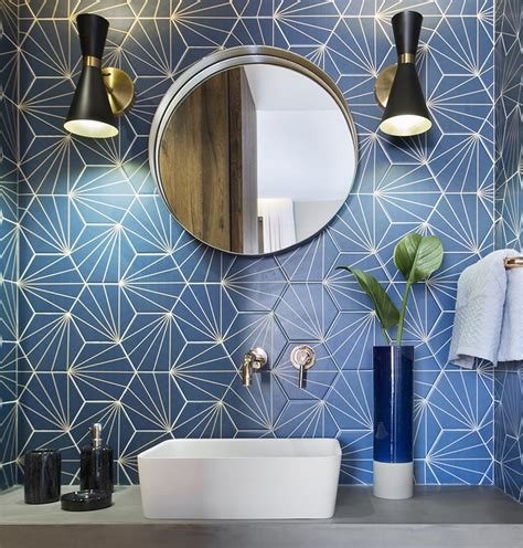 Provide a sleek look for your space! Bathroom Design Ideas - A Blue Starburst Tile Demands ...