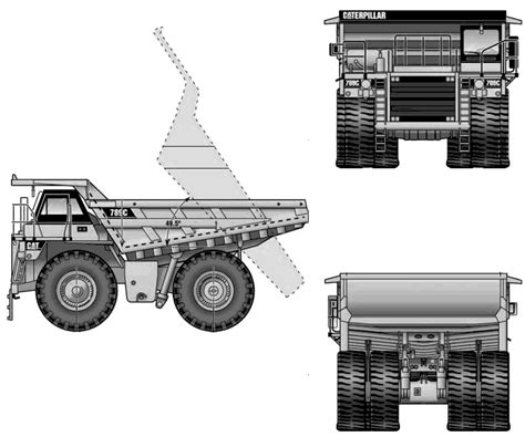 Caterpillar 789c Heavy Truck Blueprints Free Outlines