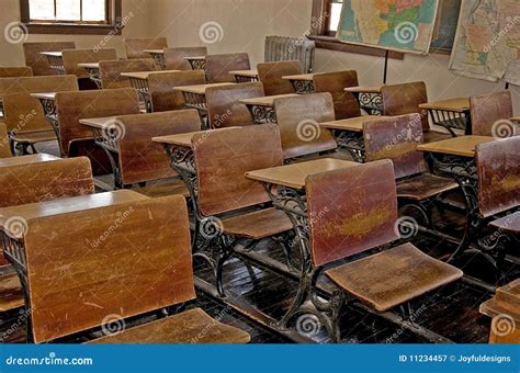 Antique Old School Classroom Stock Image Image Of Rows Objects 11234457