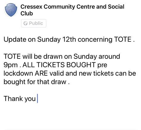 Club Update Tote Cresmunity Centre High Wycombe