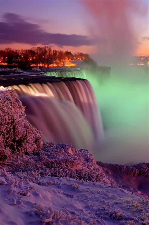 A Winter View Of The American Falls And Goat Island At