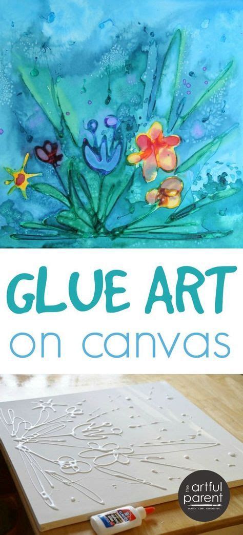 Glue Art On Canvas With Watercolors Glue Art Preschool Art Art For Kids