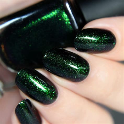Salem Rich Black Green Shimmer Nail Polish By Ilnp