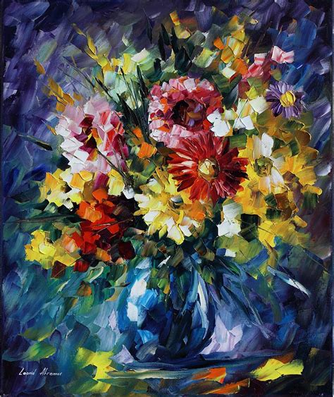 Bouquet Of Love Palette Knife Oil Painting On Canvas By Leonid