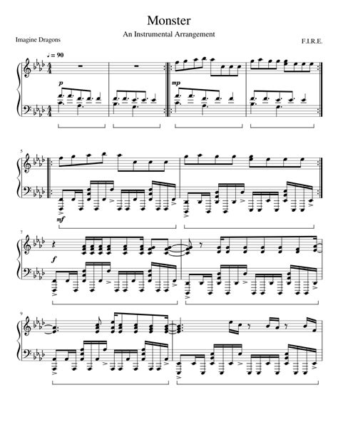 The style of the score is pop. #16 - Imagine Dragons - Monster Sheet music for Piano | Download free in PDF or MIDI | Musescore.com