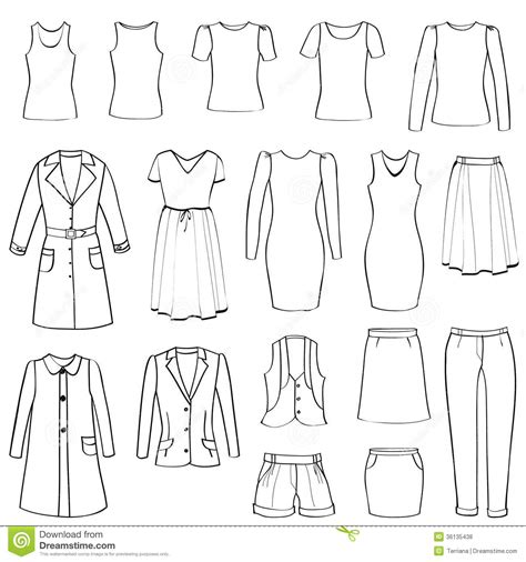 Fashion Icons Set. Female Cloth Collection. Royalty Free Stock Photos ...