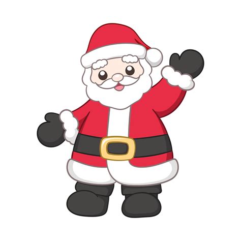 Cute Happy Santa Claus Waving Cartoon Illustration Father Christmas