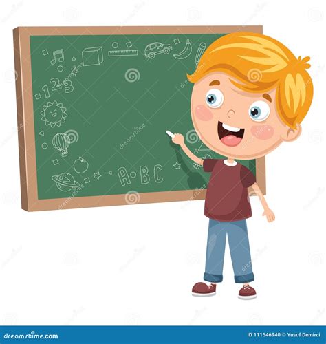 Vector Illustration Of A Kid Writing On Board Stock Vector
