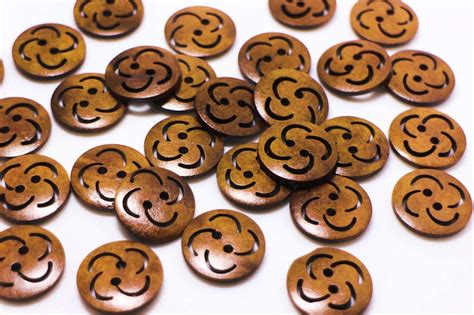 Brown Flower Cutout Wooden Button Floral Button Coat Button Etsy