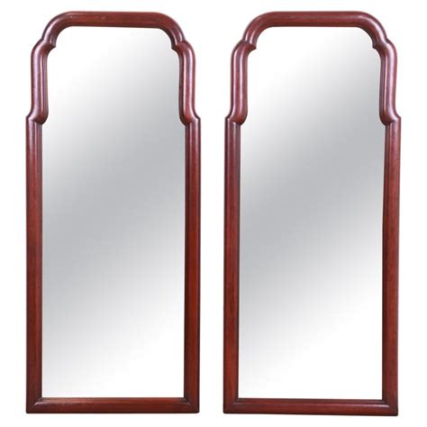 Henkel Harris Carved Mahogany Framed Tall Mirrors Pair For Sale At 1stdibs