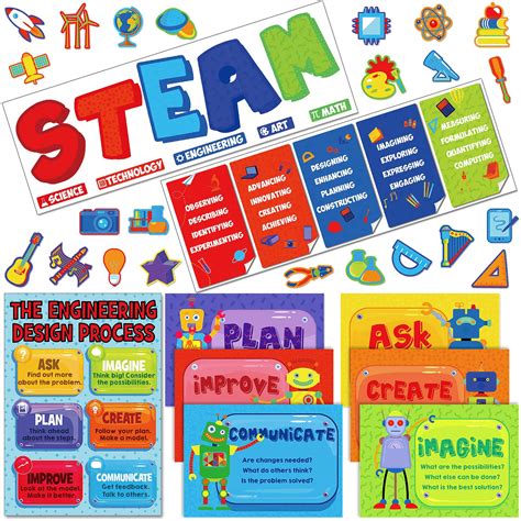 Buy 64 Pcs Stem Steam Science Posters Classroom Bulletin Board