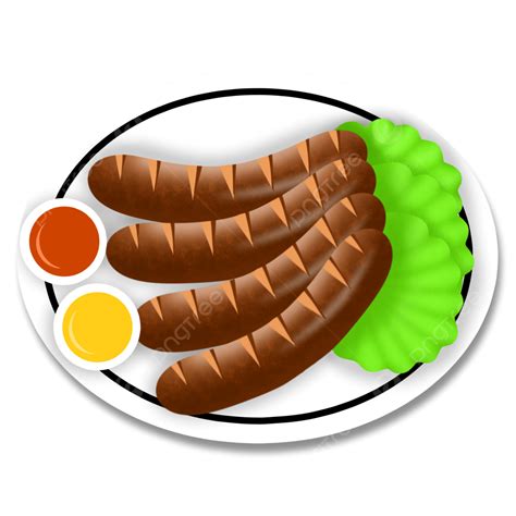 Grilled Sausages Hd Transparent Grilled Sausage On Plate Illustration