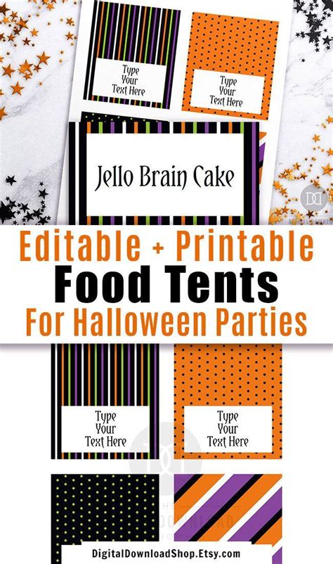 Halloween Food Tents Printable Halloween Editable Buffet Cards