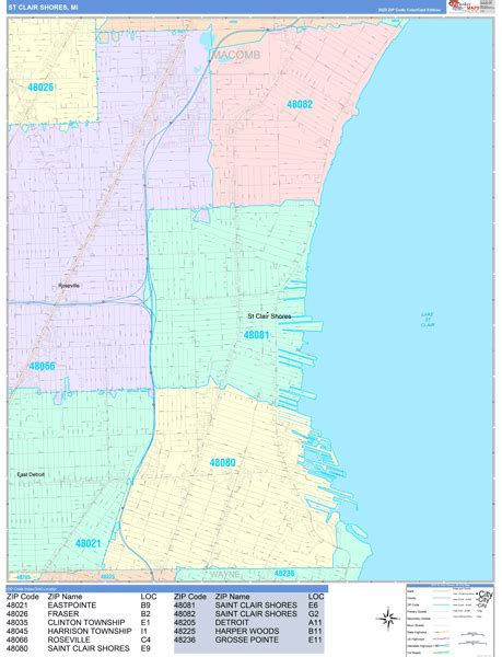 St Clair Shores Zip Code Map United States Map