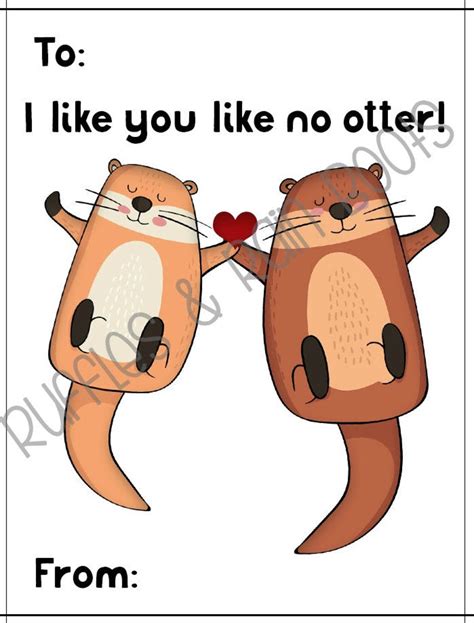 Otter Valentines Day Cards For Kids Classroom Etsy España