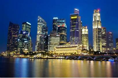 Singapore Wallpapers Skyline Noche Rascacielos Desktop Pc
