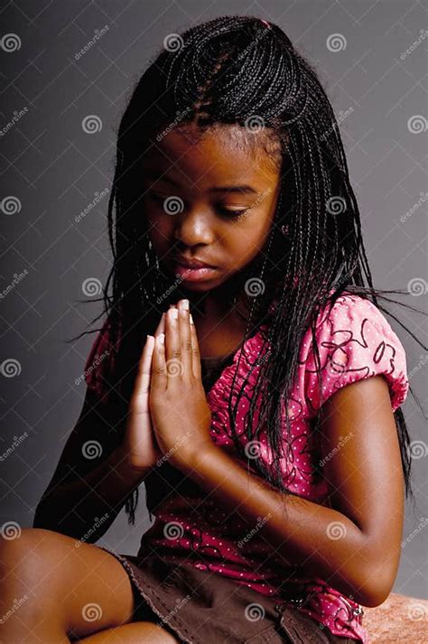 Portrait Young Girl Praying Stock Photo Image Of Child Dress 6746740