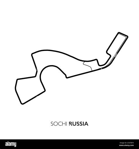 Sochi Circuit Russia Motorsport Race Track Vector Map Stock Vector