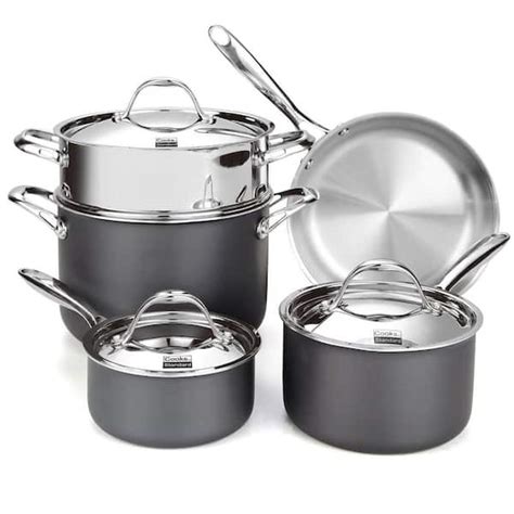 Cooks Standard Multi Ply Clad Piece Stainless Steel Cookware Set In Stainless Steel And Black